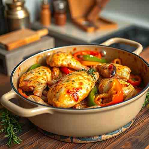 French Chicken with Bell Peppers & Onions - Easy One-Pot Meal